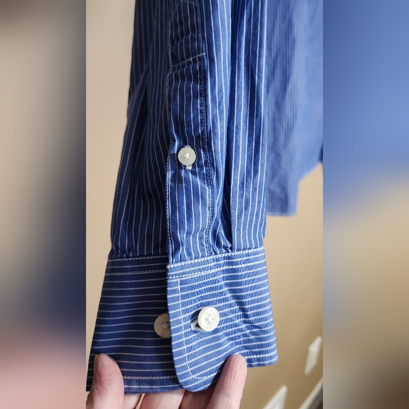 Mens American Eagle Vintage Fit Long Sleeve Striped Button Front Shirt Size XL - Picture 6 of 10